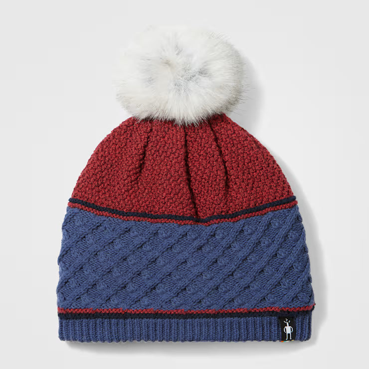Smartwool Merino Cable Knit Colorblock Pom Beanie - Image 2